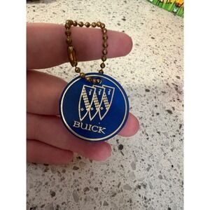 Vintage Buick Logo Metal Keychain Blue Gold Ball‎ Chain